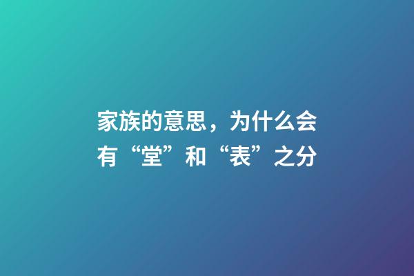 家族的意思，为什么会有“堂”和“表”之分-第1张-观点-玄机派
