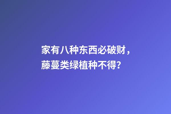 家有八种东西必破财，藤蔓类绿植种不得？