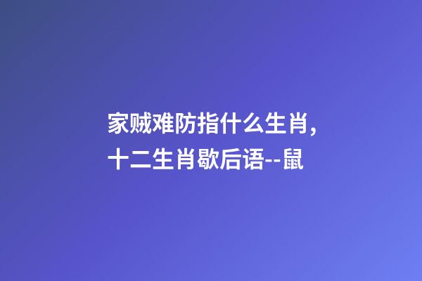 家贼难防指什么生肖,十二生肖歇后语--鼠(子鼠)-第1张-观点-玄机派