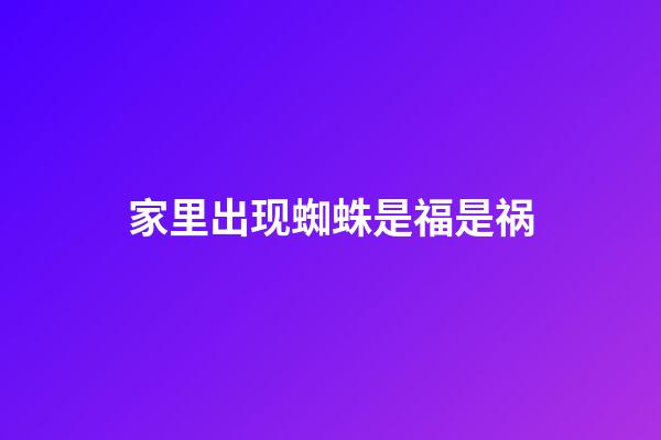 家里出现蜘蛛是福是祸