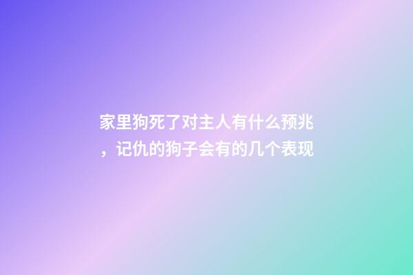 家里狗死了对主人有什么预兆，记仇的狗子会有的几个表现-第1张-观点-玄机派