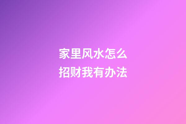 家里风水怎么招财我有办法