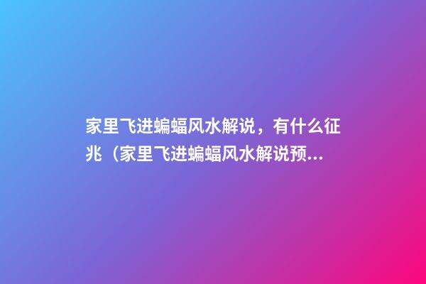 家里飞进蝙蝠风水解说，有什么征兆（家里飞进蝙蝠风水解说预兆是吉是凶）