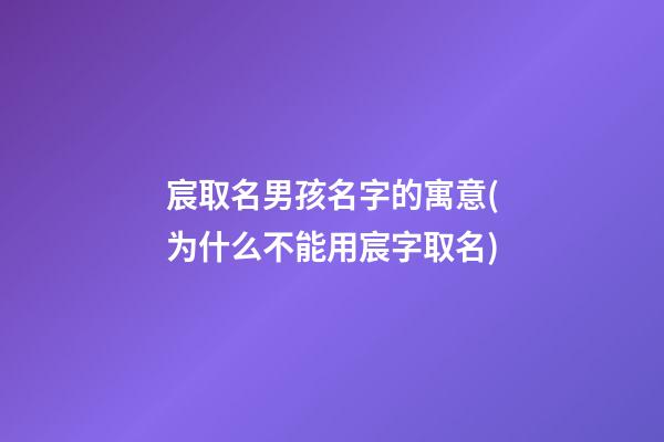 宸取名男孩名字的寓意(为什么不能用宸字取名)
