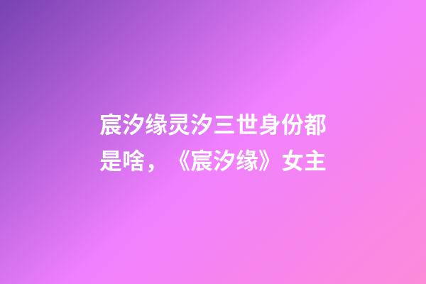 宸汐缘灵汐三世身份都是啥，《宸汐缘》女主-第1张-观点-玄机派