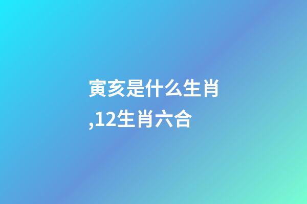 寅亥是什么生肖,12生肖六合-第1张-观点-玄机派