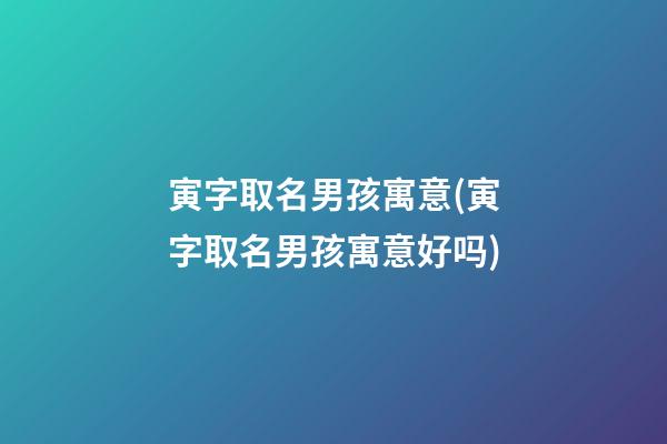 寅字取名男孩寓意(寅字取名男孩寓意好吗)