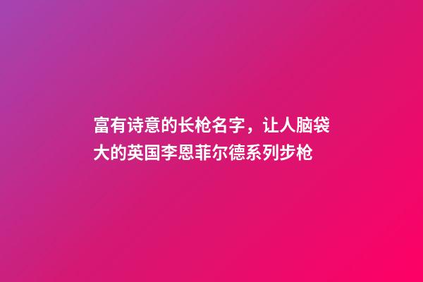 富有诗意的长枪名字，让人脑袋大的英国李恩菲尔德系列步枪-第1张-观点-玄机派