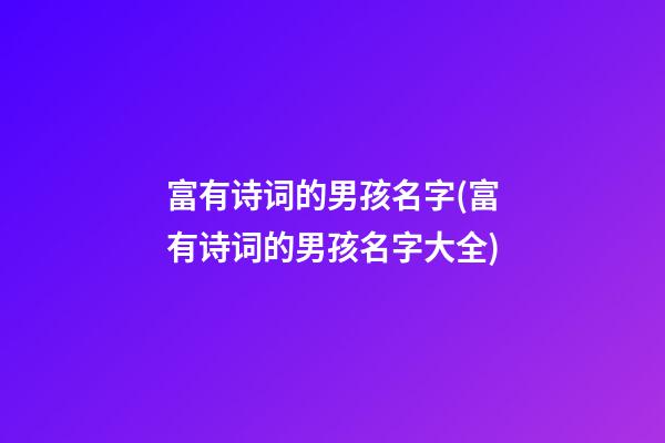 富有诗词的男孩名字(富有诗词的男孩名字大全)