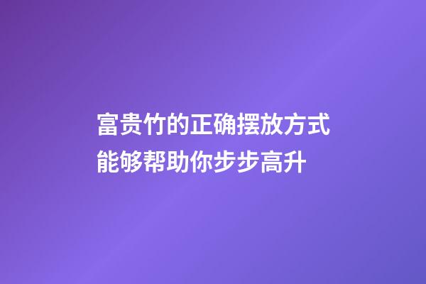 富贵竹的正确摆放方式能够帮助你步步高升