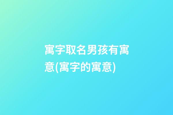寓字取名男孩有寓意(寓字的寓意)