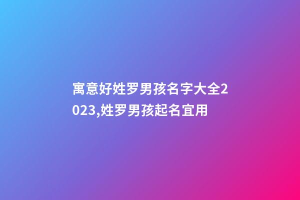 寓意好姓罗男孩名字大全2023,姓罗男孩起名宜用