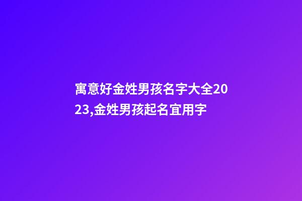 寓意好金姓男孩名字大全2023,金姓男孩起名宜用字