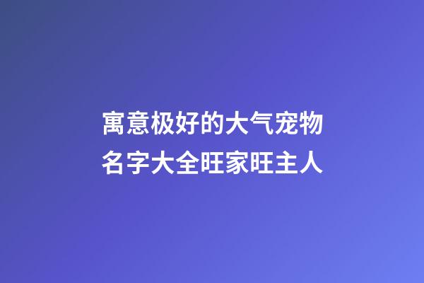 寓意极好的大气宠物名字大全旺家旺主人