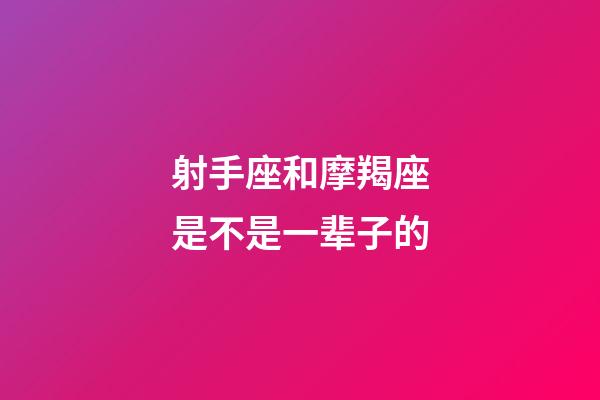 射手座和摩羯座是不是一辈子的-第1张-星座运势-玄机派