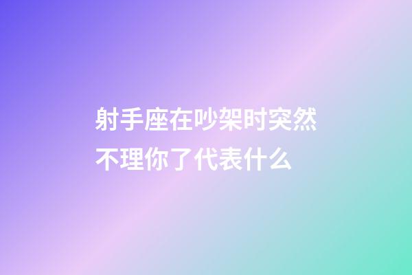 射手座在吵架时突然不理你了代表什么-第1张-星座运势-玄机派