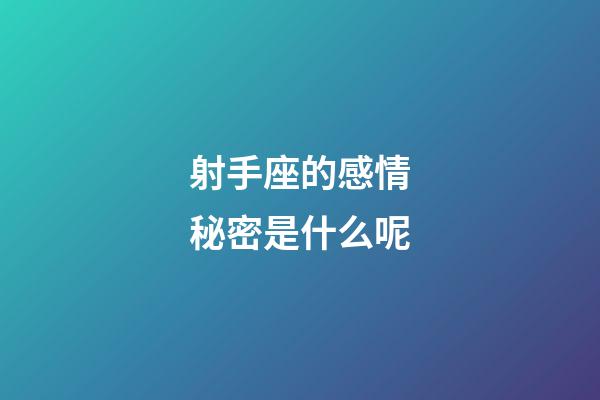 射手座的感情秘密是什么呢-第1张-星座运势-玄机派