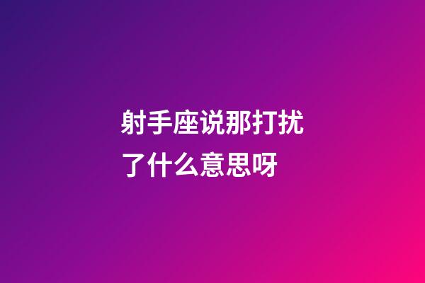 射手座说那打扰了什么意思呀-第1张-星座运势-玄机派