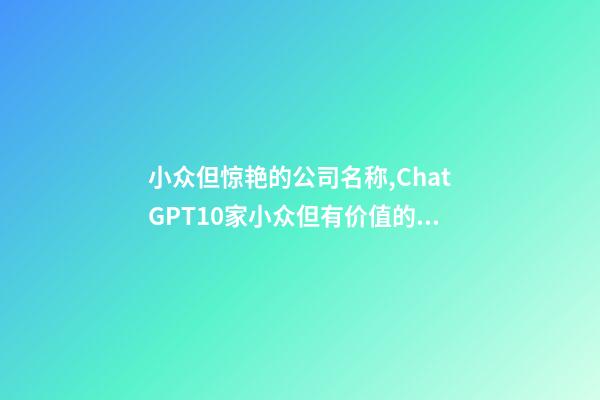 小众但惊艳的公司名称,ChatGPT10家小众但有价值的中国公司-第1张-观点-玄机派