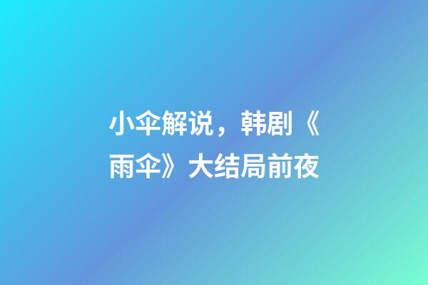 小伞解说，韩剧《雨伞》大结局前夜-第1张-观点-玄机派