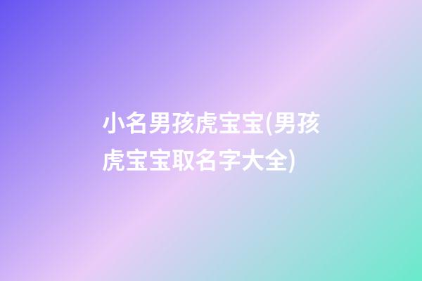 小名男孩虎宝宝(男孩虎宝宝取名字大全)