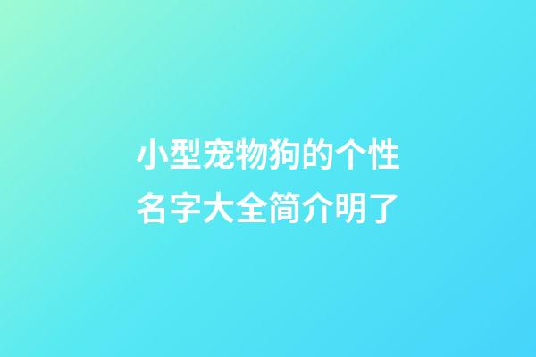 小型宠物狗的个性名字大全简介明了