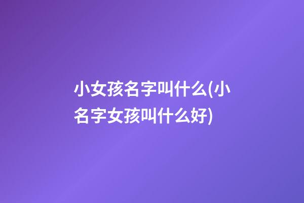 小女孩名字叫什么(小名字女孩叫什么好)