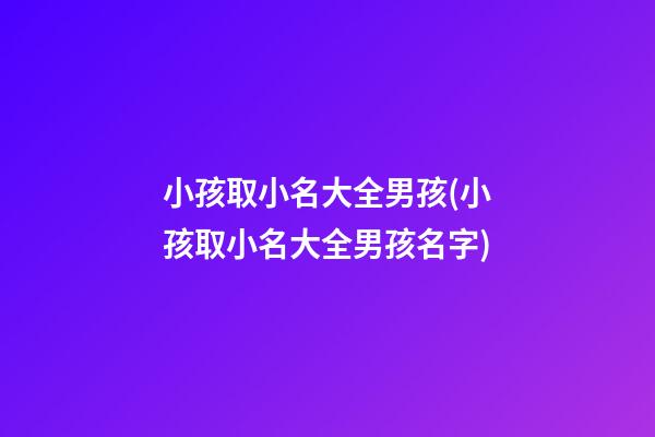 小孩取小名大全男孩(小孩取小名大全男孩名字)