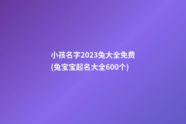 小孩名字2023兔大全免费(兔宝宝起名大全600个)
