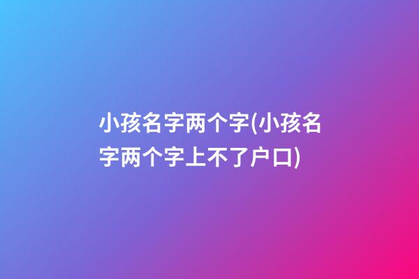 小孩名字两个字(小孩名字两个字上不了户口)
