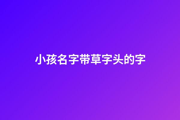 小孩名字带草字头的字(小孩名字带草字头的字有那些)-第1张-宝宝起名-玄机派