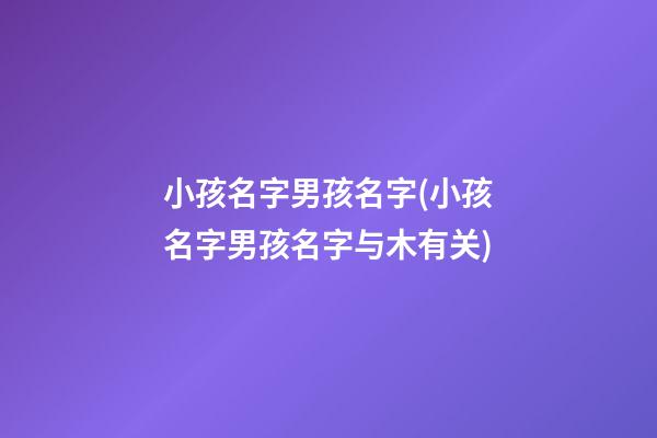 小孩名字男孩名字(小孩名字男孩名字与木有关)