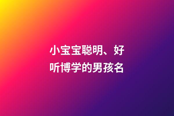 小宝宝聪明、好听博学的男孩名