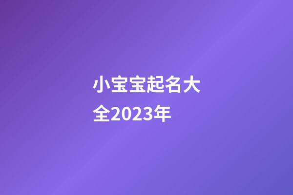 小宝宝起名大全2023年