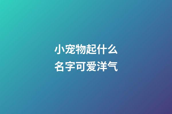 小宠物起什么名字可爱洋气
