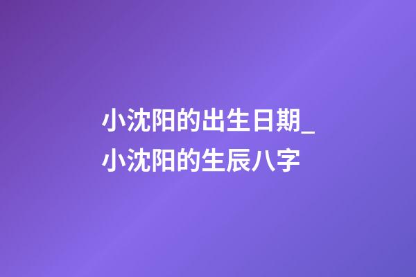 小沈阳的出生日期_小沈阳的生辰八字