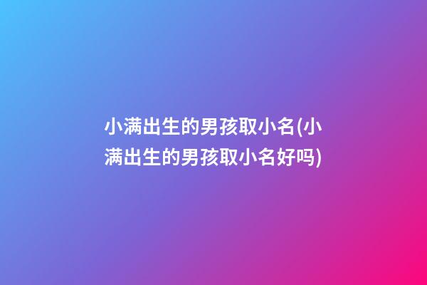 小满出生的男孩取小名(小满出生的男孩取小名好吗)