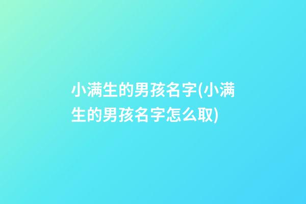 小满生的男孩名字(小满生的男孩名字怎么取)