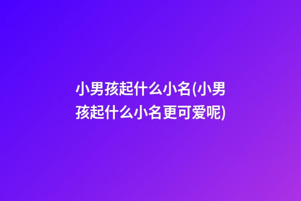 小男孩起什么小名(小男孩起什么小名更可爱呢)