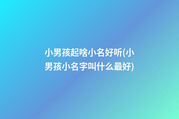小男孩起啥小名好听(小男孩小名字叫什么最好)