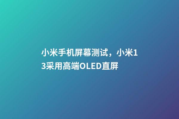 小米手机屏幕测试，小米13采用高端OLED直屏-第1张-观点-玄机派