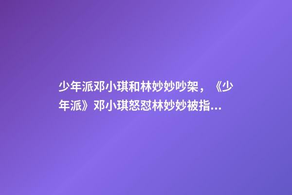 少年派邓小琪和林妙妙吵架，《少年派》邓小琪怒怼林妙妙被指“心机重”-第1张-观点-玄机派