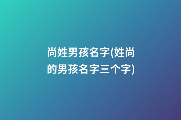 尚姓男孩名字(姓尚的男孩名字三个字)