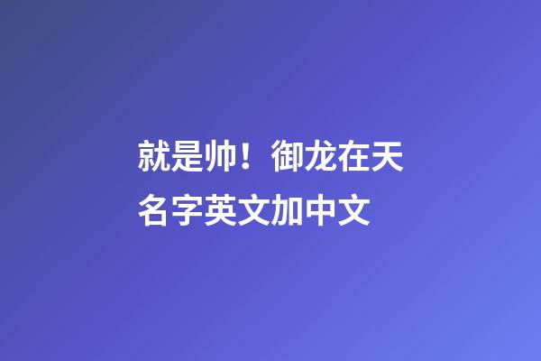就是帅！御龙在天名字英文加中文