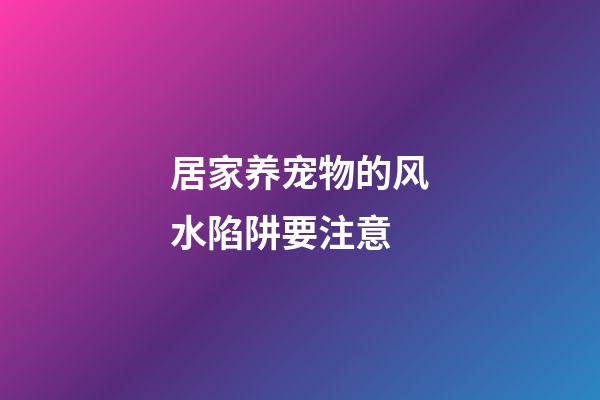 居家养宠物的风水陷阱要注意