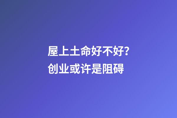 屋上土命好不好？创业或许是阻碍