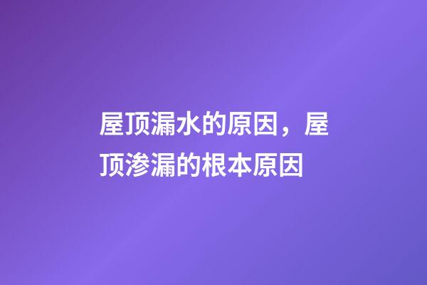 屋顶漏水的原因，屋顶渗漏的根本原因-第1张-观点-玄机派