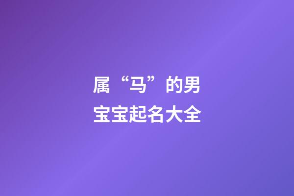 属“马”的男宝宝起名大全