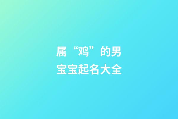 属“鸡”的男宝宝起名大全