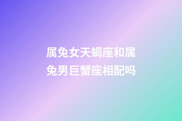 属兔女天蝎座和属兔男巨蟹座相配吗-第1张-星座运势-玄机派